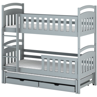 Patrová postel se šuplíky NEFELI - 80x180, šedá
