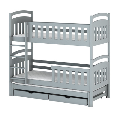 Patrová postel se šuplíky NEFELI - 80x180, šedá