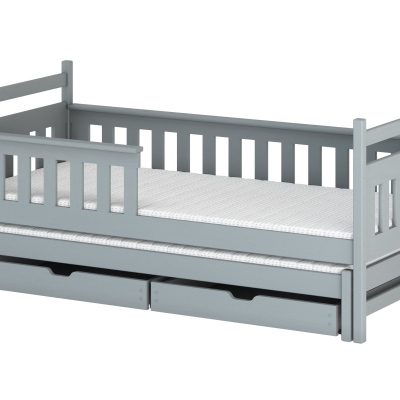 Dětská postel se zábranou MATYLDA - 80x160, šedá
