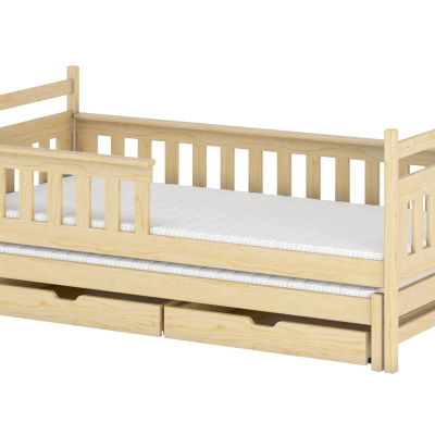 Dětská postel se zábranou MATYLDA - 80x180, borovice