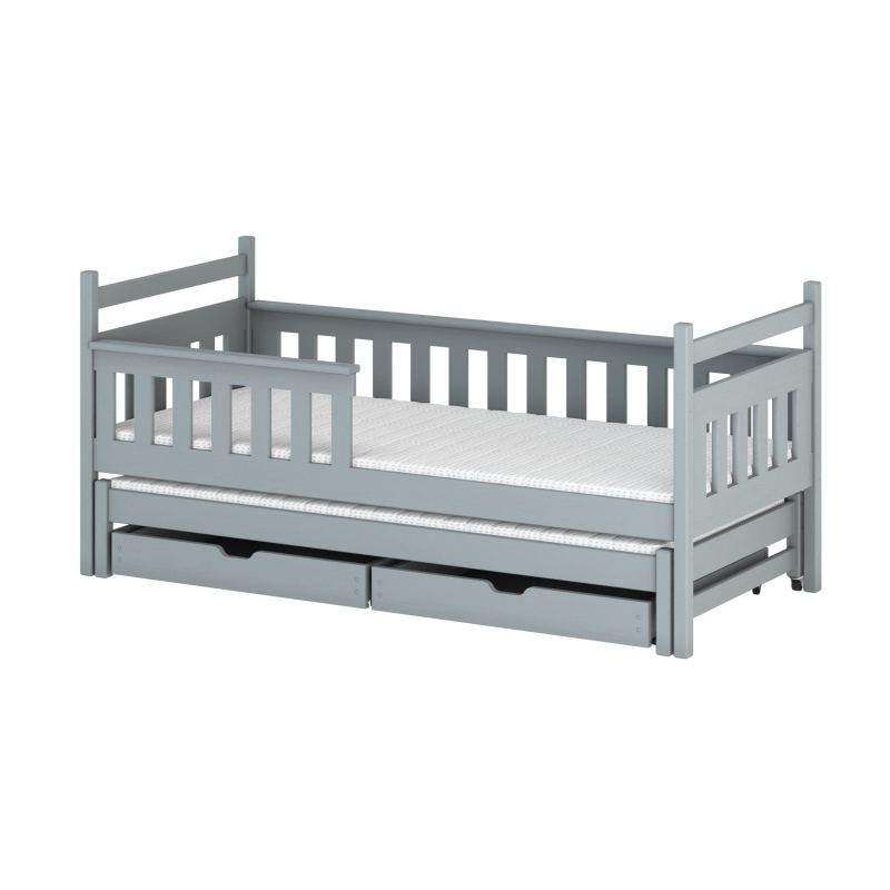 Dětská postel se zábranou MATYLDA - 90x200, šedá