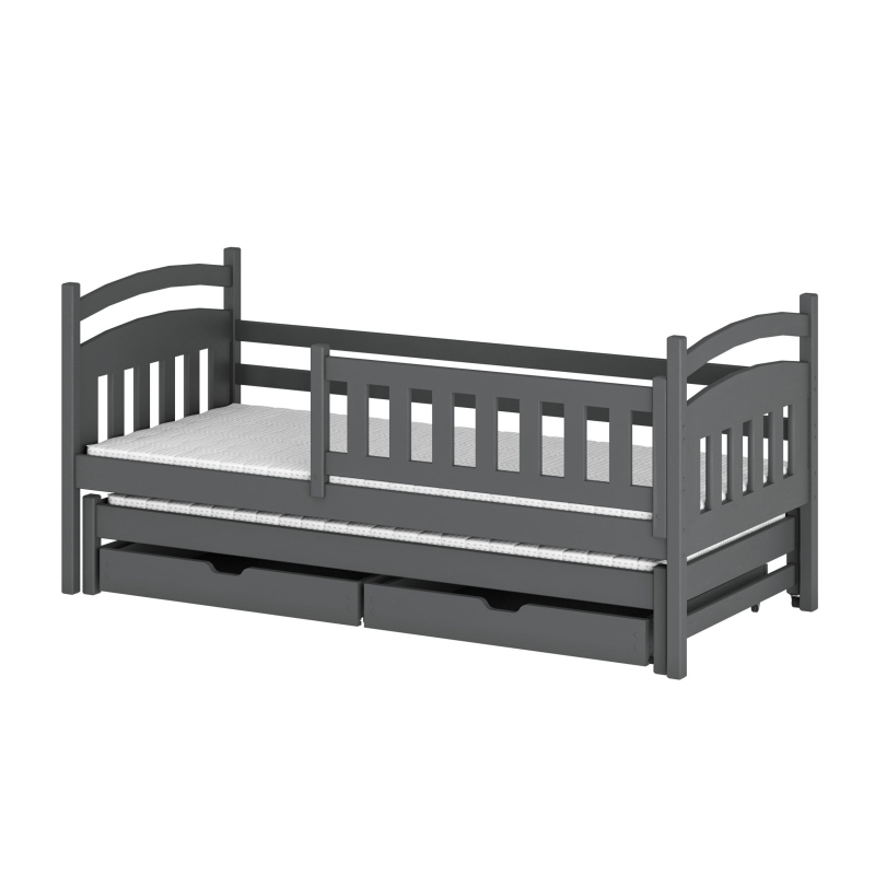 Dětská postel pro 2 se šuplíky GABINA - 80x160, grafit