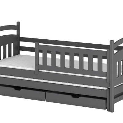 Dětská postel pro 2 se šuplíky GABINA - 80x200, grafit