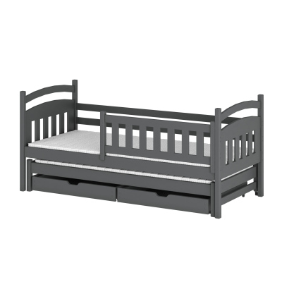 Dětská postel pro 2 se šuplíky GABINA - 90x190, grafit