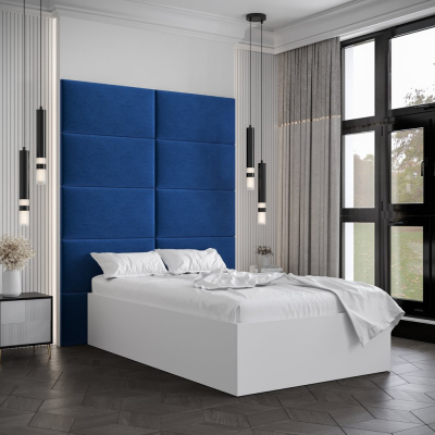 Jednolůžko s čalouněnými panely MIA 1 - 120x200, bílé, modré panely