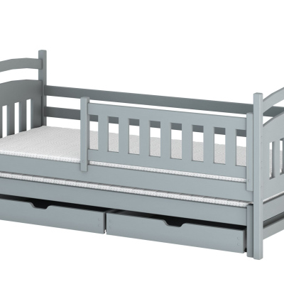 Dětská postel pro 2 se šuplíky GABINA - 90x200, šedá