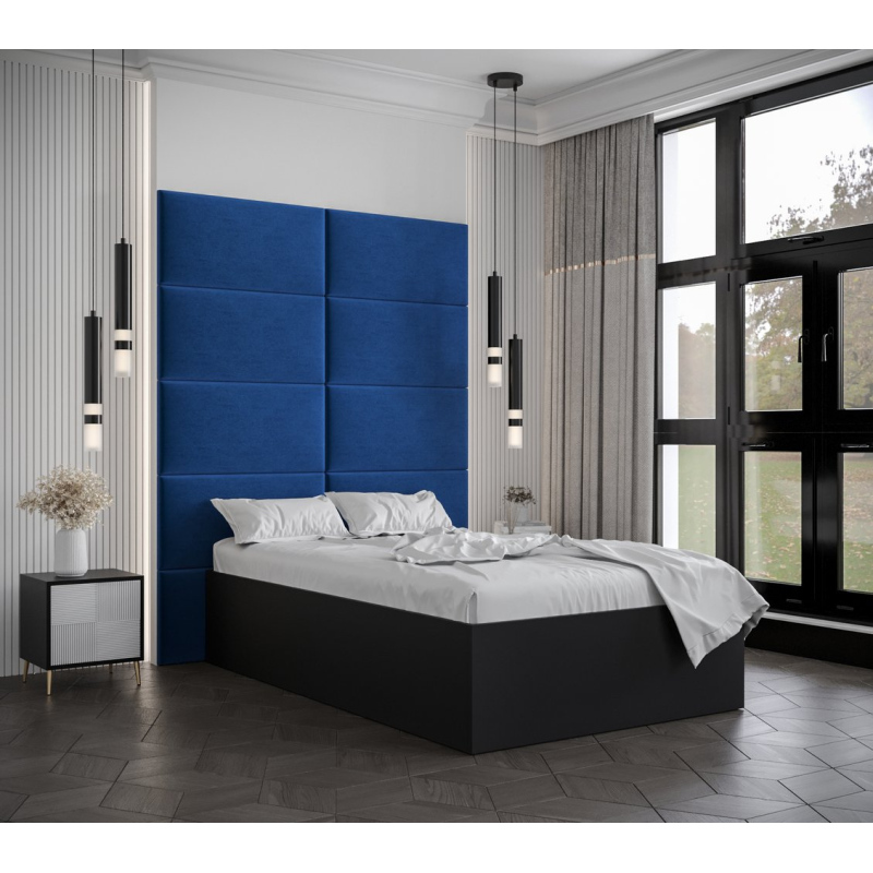 Jednolůžko s čalouněnými panely MIA 1 - 120x200, černé, modré panely