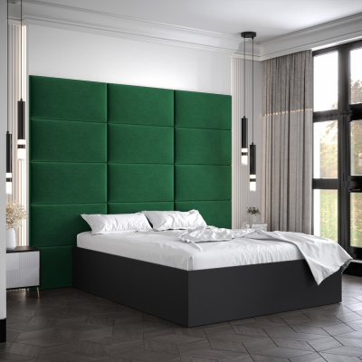 Dvojlůžko s čalouněnými panely MIA 1 - 140x200, černé, zelené panely