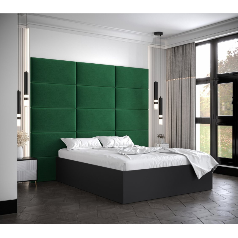 Dvojlůžko s čalouněnými panely MIA 1 - 140x200, černé, zelené panely