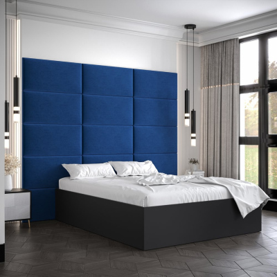 Dvojlůžko s čalouněnými panely MIA 1 - 140x200, černé, modré panely