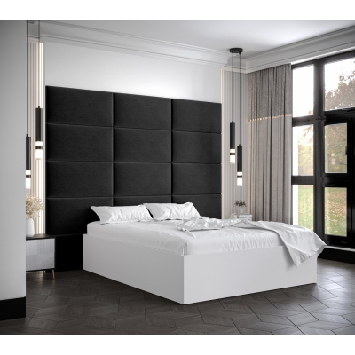 Dvojlůžko s čalouněnými panely MIA 1 - 160x200, bílé, černé panely