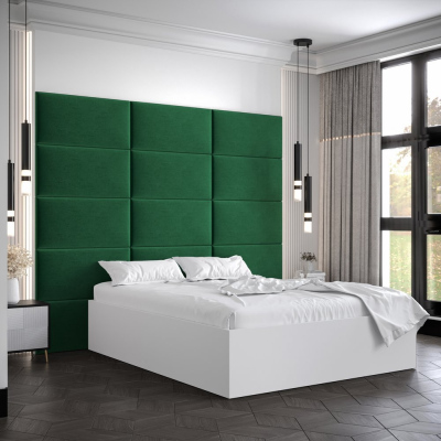 Dvojlůžko s čalouněnými panely MIA 1 - 160x200, bílé, zelené panely