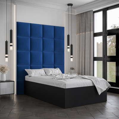 Jednolůžko s čalouněnými panely MIA 3 - 120x200, černé, modré panely