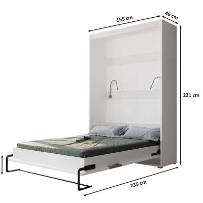 Praktická výklopná postel HAZEL 140 - bílá / dub artisan