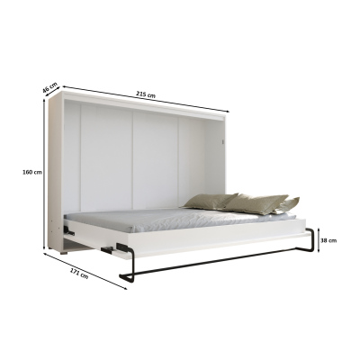 Horizontální výklopná postel HAZEL 140 - bílá / dub artisan