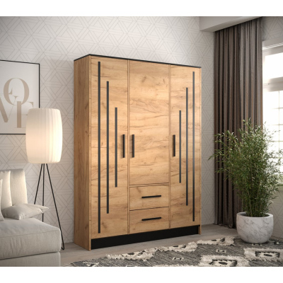 Designová šatní skříň MARTINUS 5 - šířka 153 cm, dub zlatý / černá
