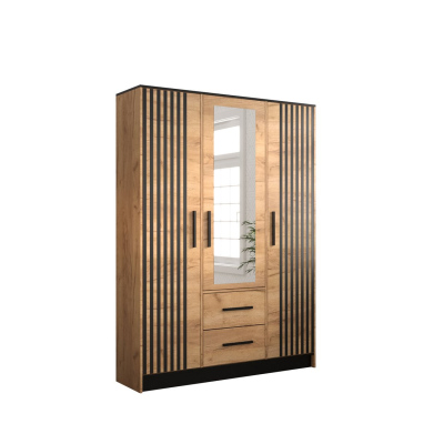 Designová šatní skříň MARTINUS 6 - šířka 153 cm, dub zlatý / černá