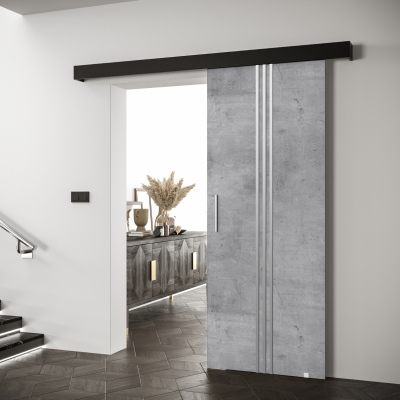 Posuvné dveře se stříbrnými úchyty SALOME 5 - beton / černé
