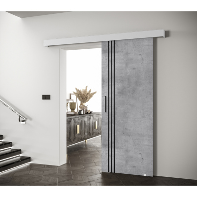 Posuvné dveře s černými úchyty SALOME 6 - beton / bílé