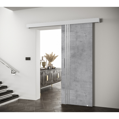 Posuvné dveře se stříbrnými úchyty SALOME 6 - beton / bílé