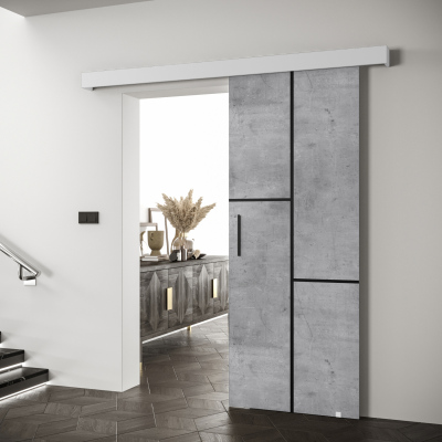 Posuvné dveře s černými úchyty SALOME 7 - beton / bílé
