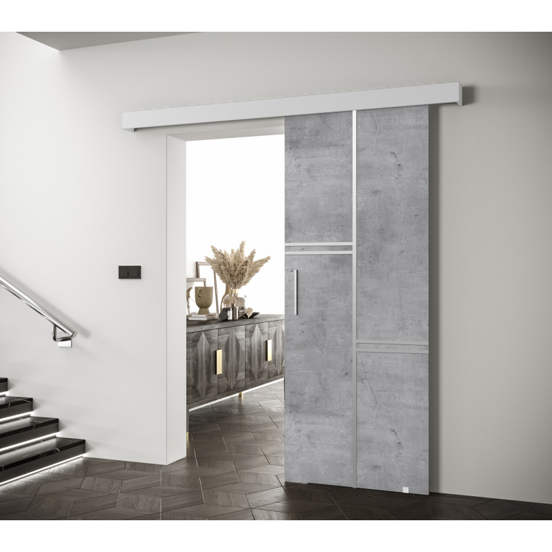 Posuvné dveře se stříbrnými úchyty SALOME 8 - beton / bílé
