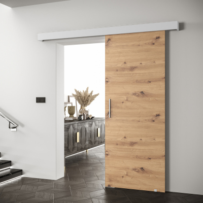 Posuvné dveře se stříbrným úchytem SALOME 1 - dub artisan / bílé