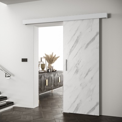 Posuvné dveře se stříbrným úchytem SALOME 1 - bílý mramor