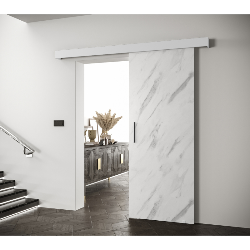 Posuvné dveře se stříbrným úchytem SALOME 1 - bílý mramor
