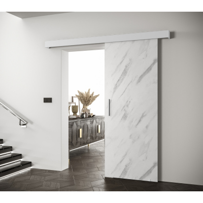 Posuvné dveře se stříbrným úchytem SALOME 1 - bílý mramor