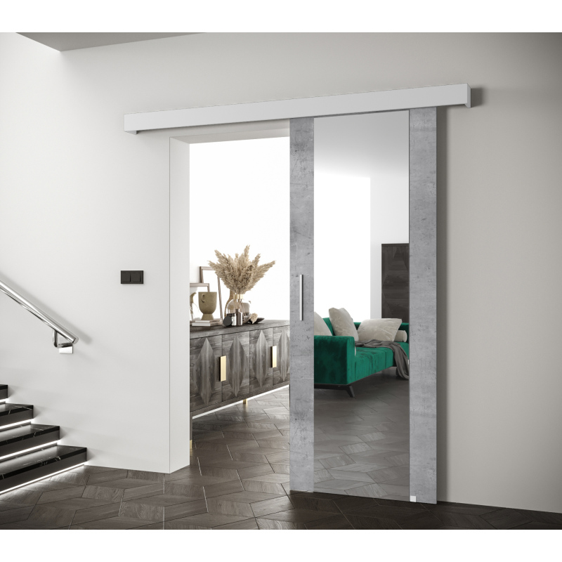 Posuvné dveře se stříbrným úchytem SALOME 2 - beton / bílé