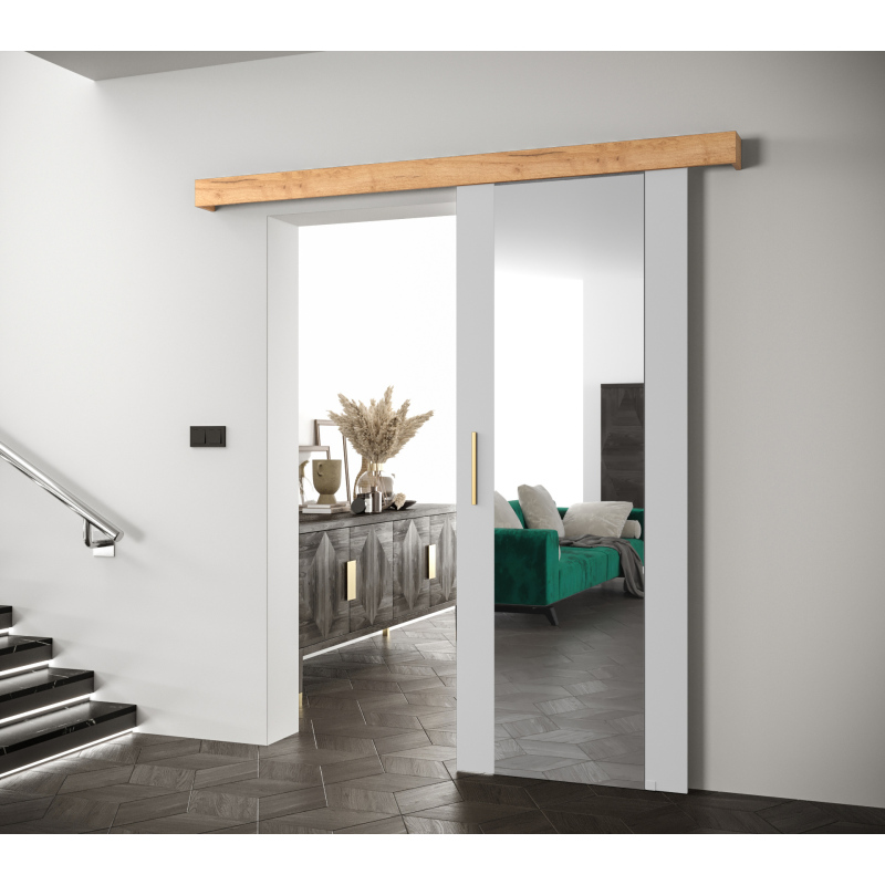 Posuvné dveře se zlatým úchytem SALOME 2 - bílé / dub craft zlatý