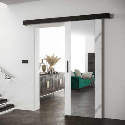 Posuvné dveře s černým úchytem SALOME 2 - bílý mramor / černé