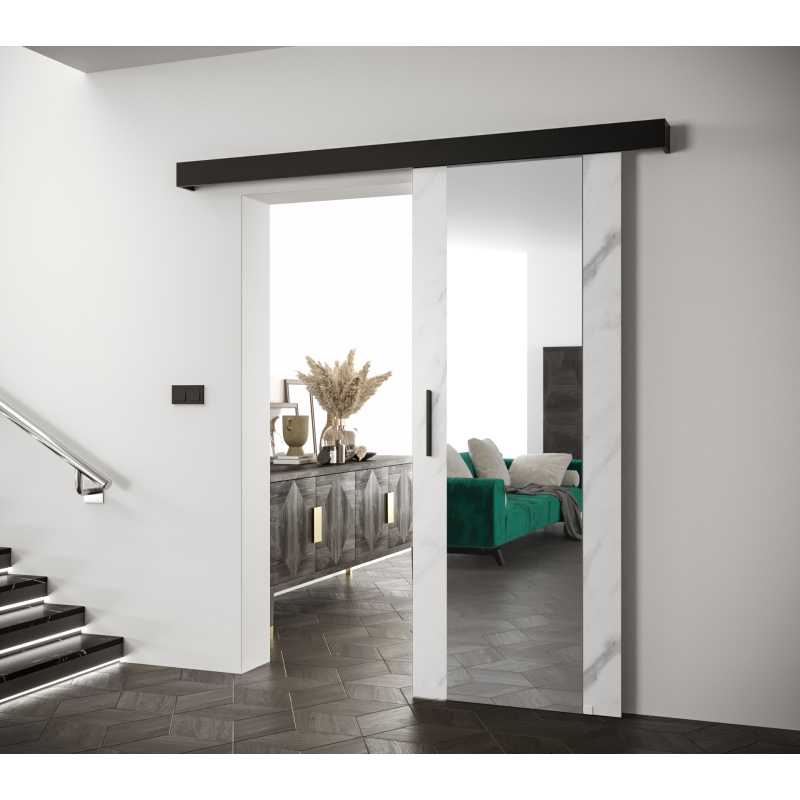 Posuvné dveře s černým úchytem SALOME 2 - bílý mramor / černé