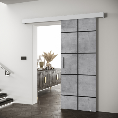 Posuvné dveře s černými úchyty SALOME 3 - beton / bílé