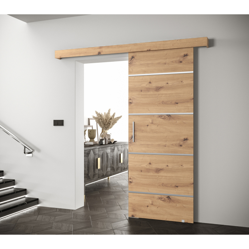 Posuvné dveře se stříbrnými úchyty SALOME 4 - dub artisan