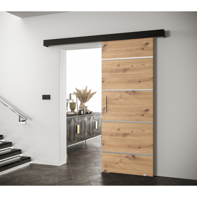 Posuvné dveře se stříbrnými úchyty SALOME 4 - dub artisan / černé