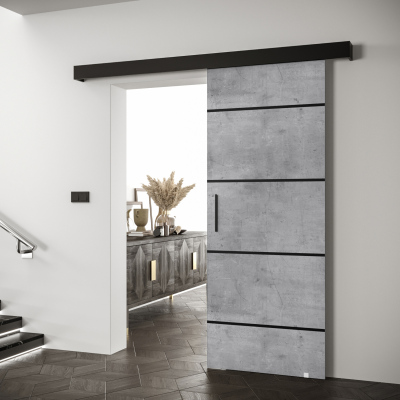 Posuvné dveře s černými úchyty SALOME 4 - beton / černé
