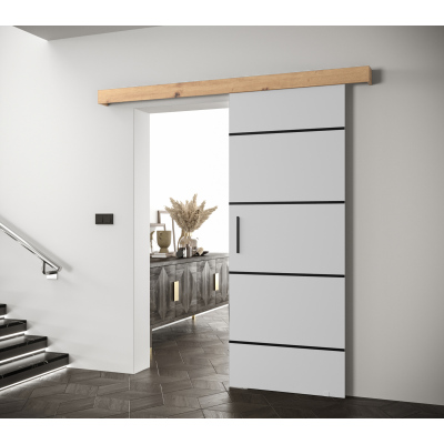 Posuvné dveře se stříbrnými úchyty SALOME 4 - bílé / dub artisan