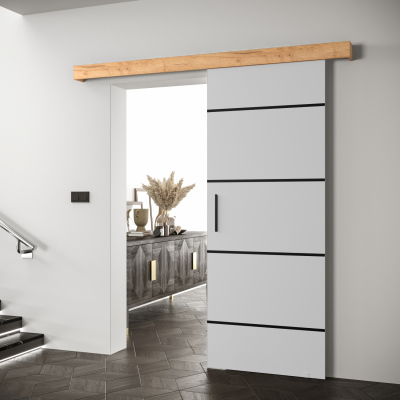 Posuvné dveře s černými úchyty SALOME 4 - bílé / dub craft zlatý