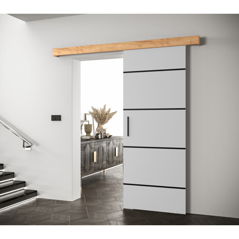 Posuvné dveře s černými úchyty SALOME 4 - bílé / dub craft zlatý