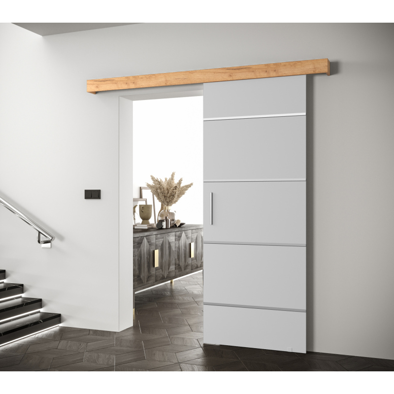 Posuvné dveře se stříbrnými úchyty SALOME 4 - bílé / dub craft zlatý