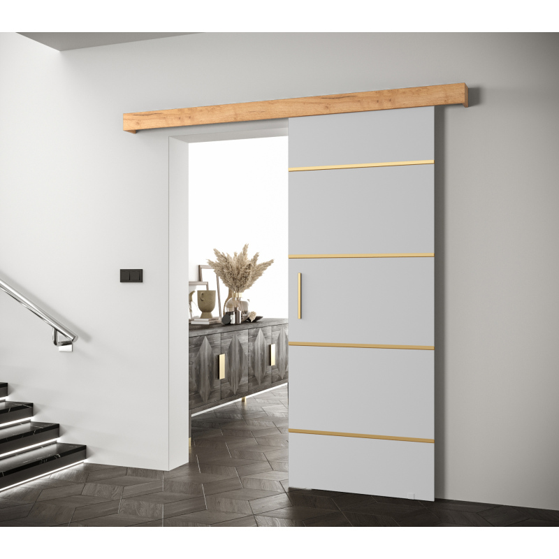 Posuvné dveře se zlatými úchyty SALOME 4 - bílé / dub craft zlatý
