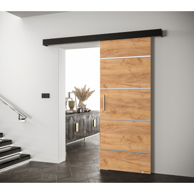 Posuvné dveře se stříbrnými úchyty SALOME 4 - dub craft zlatý / černé