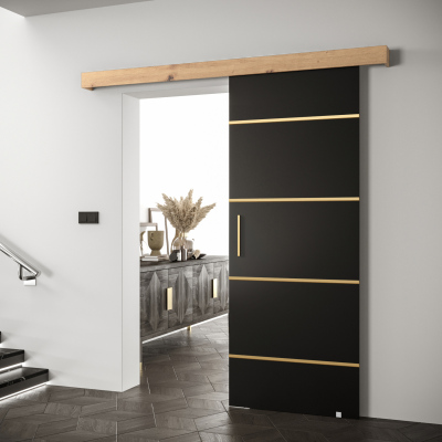Posuvné dveře se zlatými úchyty SALOME 4 - černé / dub artisan