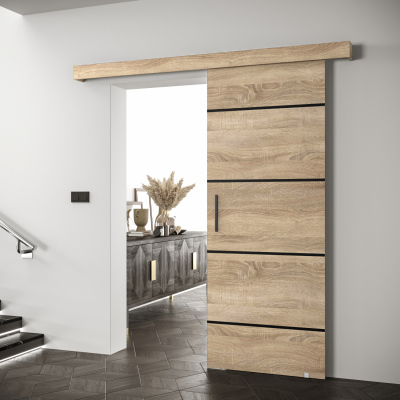Posuvné dveře s černými úchyty SALOME 4 - dub sonoma