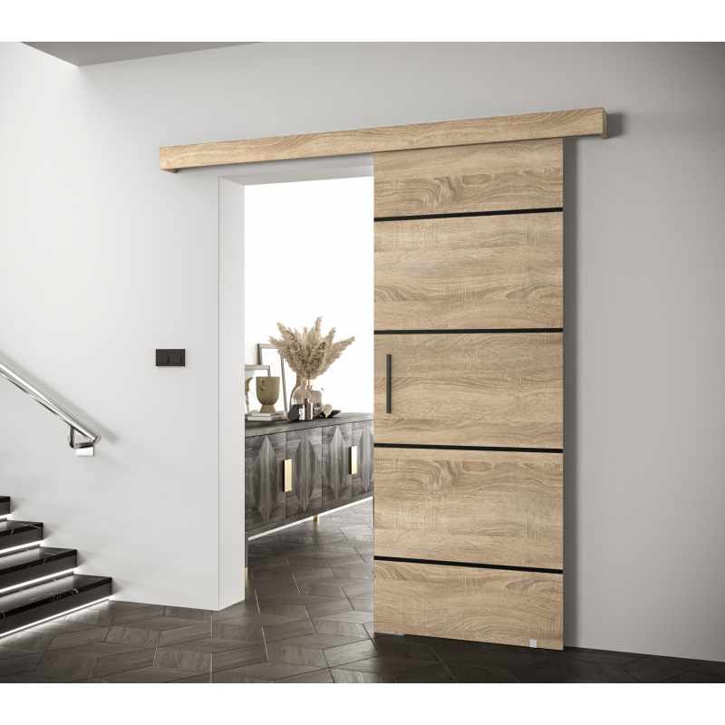 Posuvné dveře s černými úchyty SALOME 4 - dub sonoma