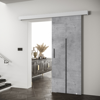 Posuvné dveře s černými úchyty SALOME 10 - beton / bílé