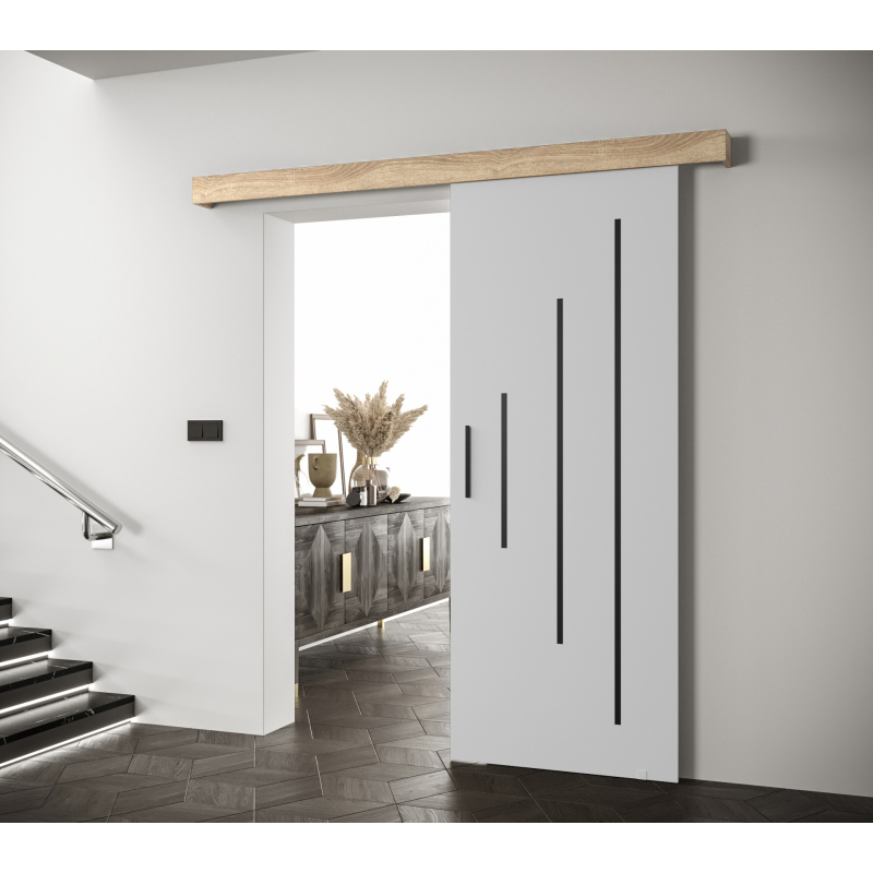 Posuvné dveře s černým úchytem SALOME 11 - bílé / dub sonoma