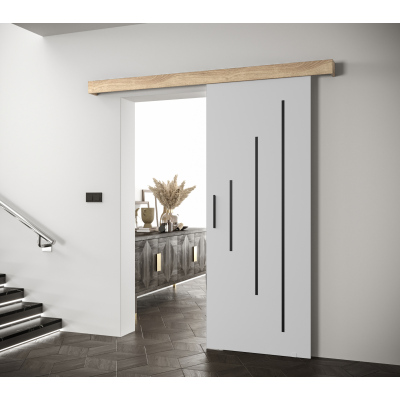 Posuvné dveře s černým úchytem SALOME 11 - bílé / dub sonoma